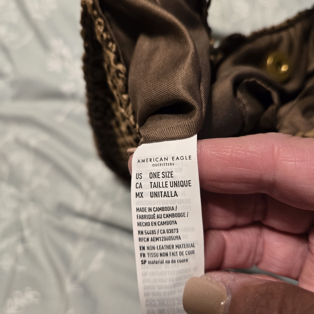 American Eagle Outfitters Brown Woven Shoulder Bag with Black & Pink Strap - Picture 5 of 5
